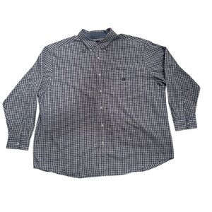 Chaps Men’s Navy and White Plaid Button Down Shirt EUC Size 4XB